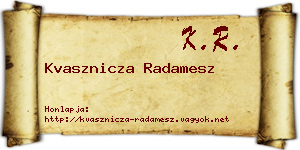 Kvasznicza Radamesz névjegykártya